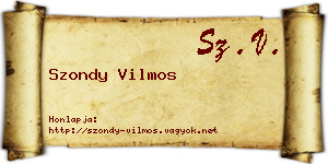 Szondy Vilmos névjegykártya